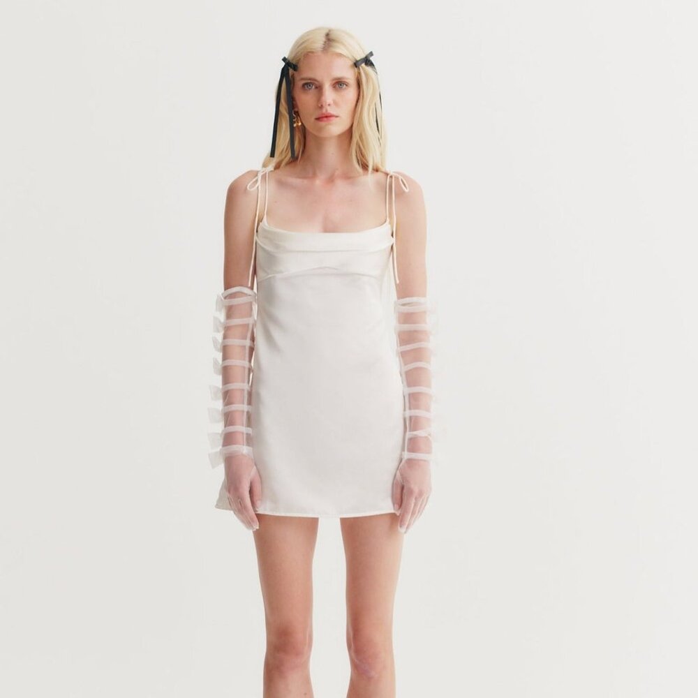 For Love & Lemons Ambre Mini Dress W/ Gloves Size M / White